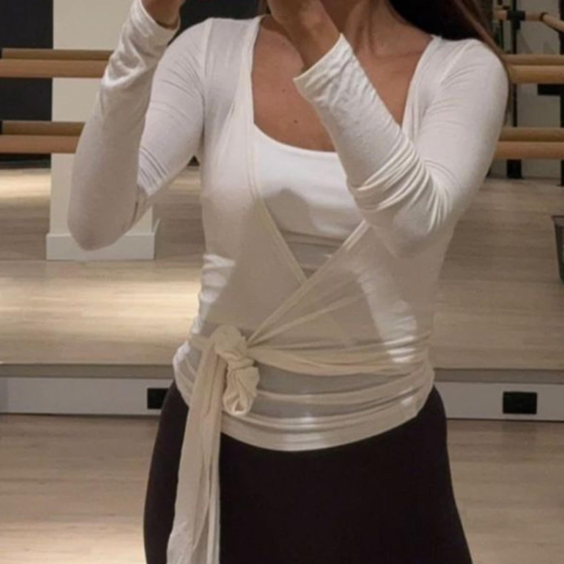 Pilates Yoga Wrap Top - Hauts courts sexy pour femmes, chemises